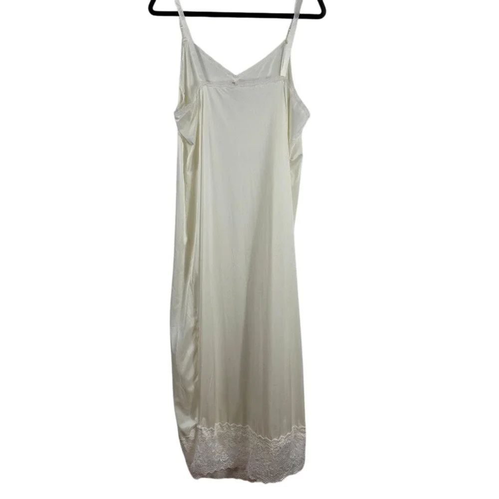 UPCYCLED VTG Full Slip /Extender Women L Cream Lace Trim Boho Bridal Lingerie‎
